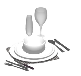 现代餐具组合su模型