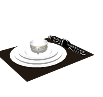 现代餐具组合su模型