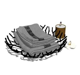 现代毛巾烛台灯摆件su模型