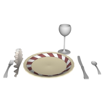 现代餐具组合su模型