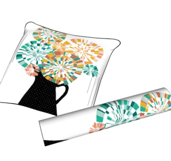 现代印花抱枕su模型