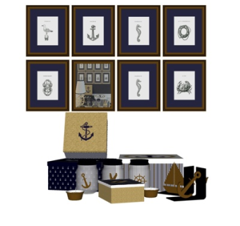 现代盒子挂画摆件su模型