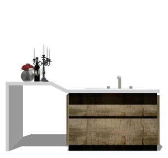 现代实木洗手台su模型