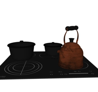 现代茶具组合su模型