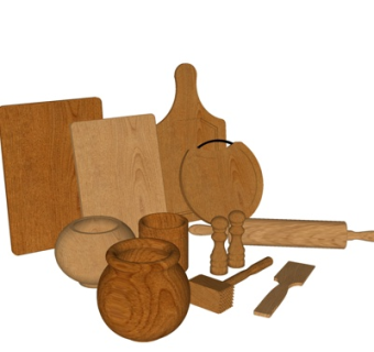 北欧原木砧板罐子su模型