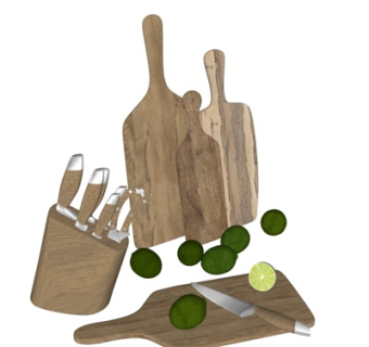 北欧原木砧板菜刀su模型