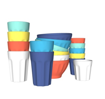 现代饭碗水杯su模型