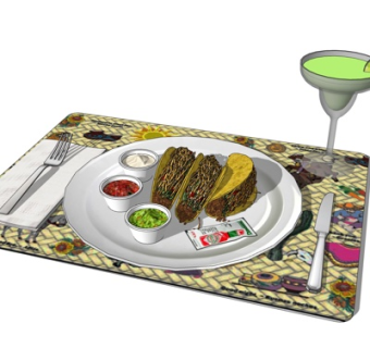 现代汉堡包食品su模型