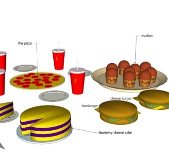 现代汉堡包可乐su模型
