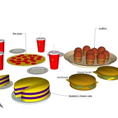现代汉堡包可乐su模型