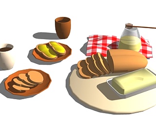 现代<em>面包</em>食品su模型