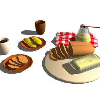 现代面包食品su模型