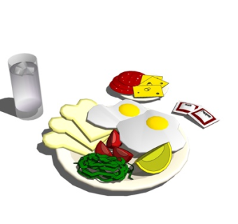 现代水果面包食品su模型