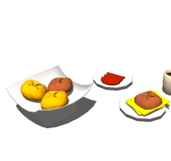 现代面包食品su模型