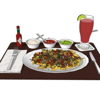 现代水果沙拉食品su模型