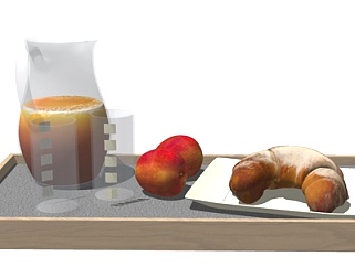 现代水果面包食品su模型