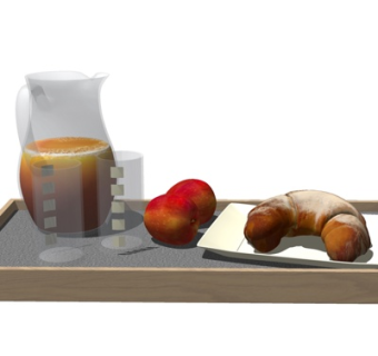 现代水果面包食品su模型