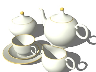 现代<em>茶壶</em>茶杯su模型