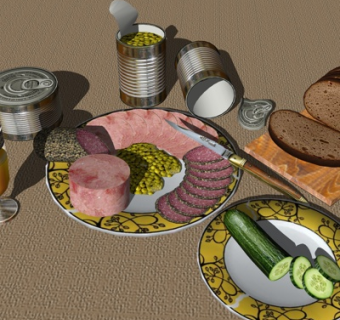 现代水果肉食食品su模型