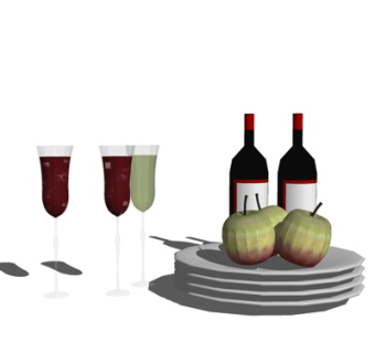 现代红酒红酒杯su模型