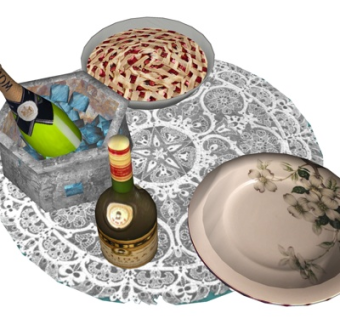 现代酒水饮料su模型