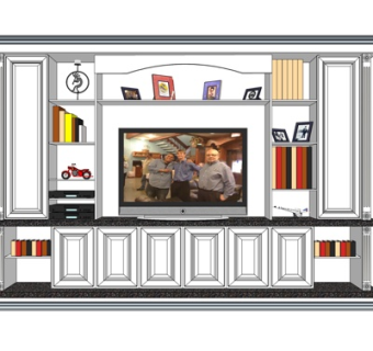 简欧电视柜su模型