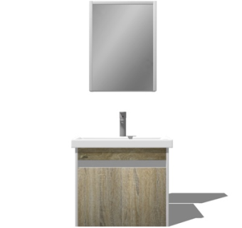 现代实木洗手台su模型