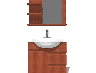 现代实木浴室柜洗手台su模型