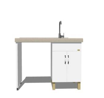 现代实木洗手台su模型