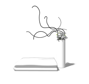 现代浴巾花卉摆件su模型