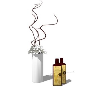 现代洗发水花卉摆件su模型