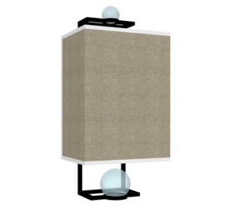 新中式金属玻璃壁灯su模型