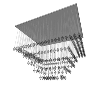 现代方形水晶吊灯su模型