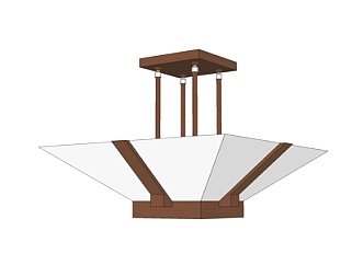 中式金属方形吊灯su模型