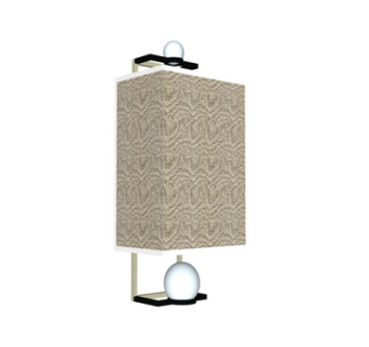 新中式金属方形壁灯su模型