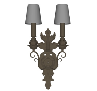 欧式金属双头壁灯su模型