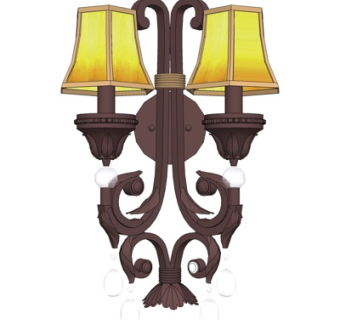 欧式金属双头壁灯su模型