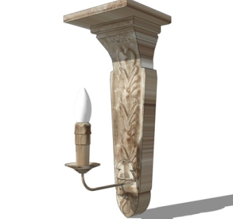 新中式石柱壁灯su模型