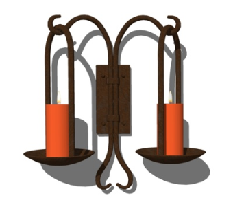 欧式金属烛台壁灯su模型