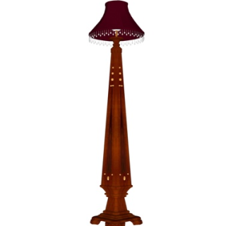 欧式古典实木落地灯su模型