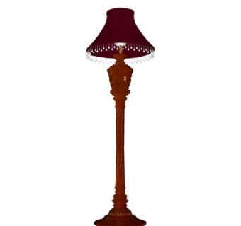 欧式古典实木落地灯su模型