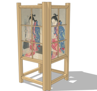 日式实木落地灯su模型