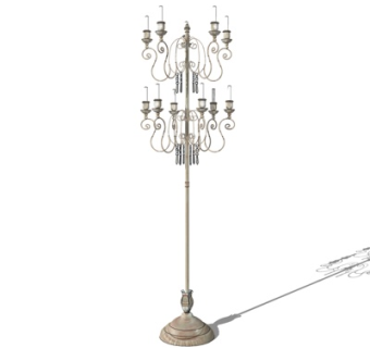 欧式金属烛台落地灯su模型