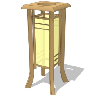 日式实木落地灯su模型