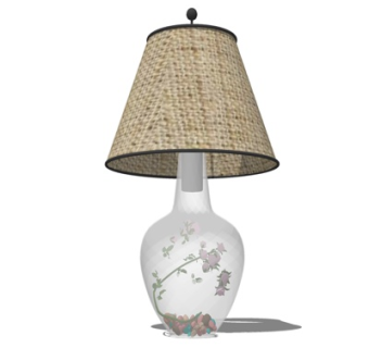 新中式玻璃台灯su模型