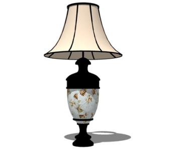 新中式陶瓷台灯su模型