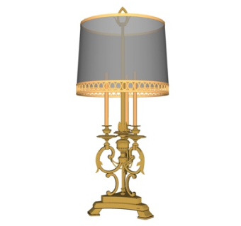 欧式古典金属台灯su模型