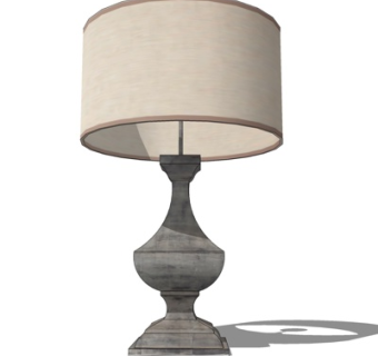 新中式陶瓷台灯su模型