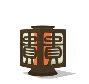 中式实木草坪灯su模型