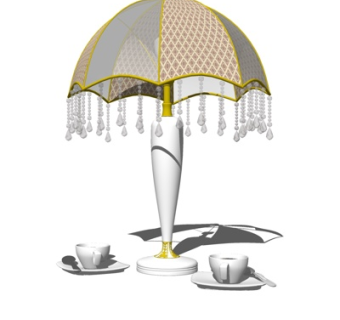 欧式陶瓷台灯su模型